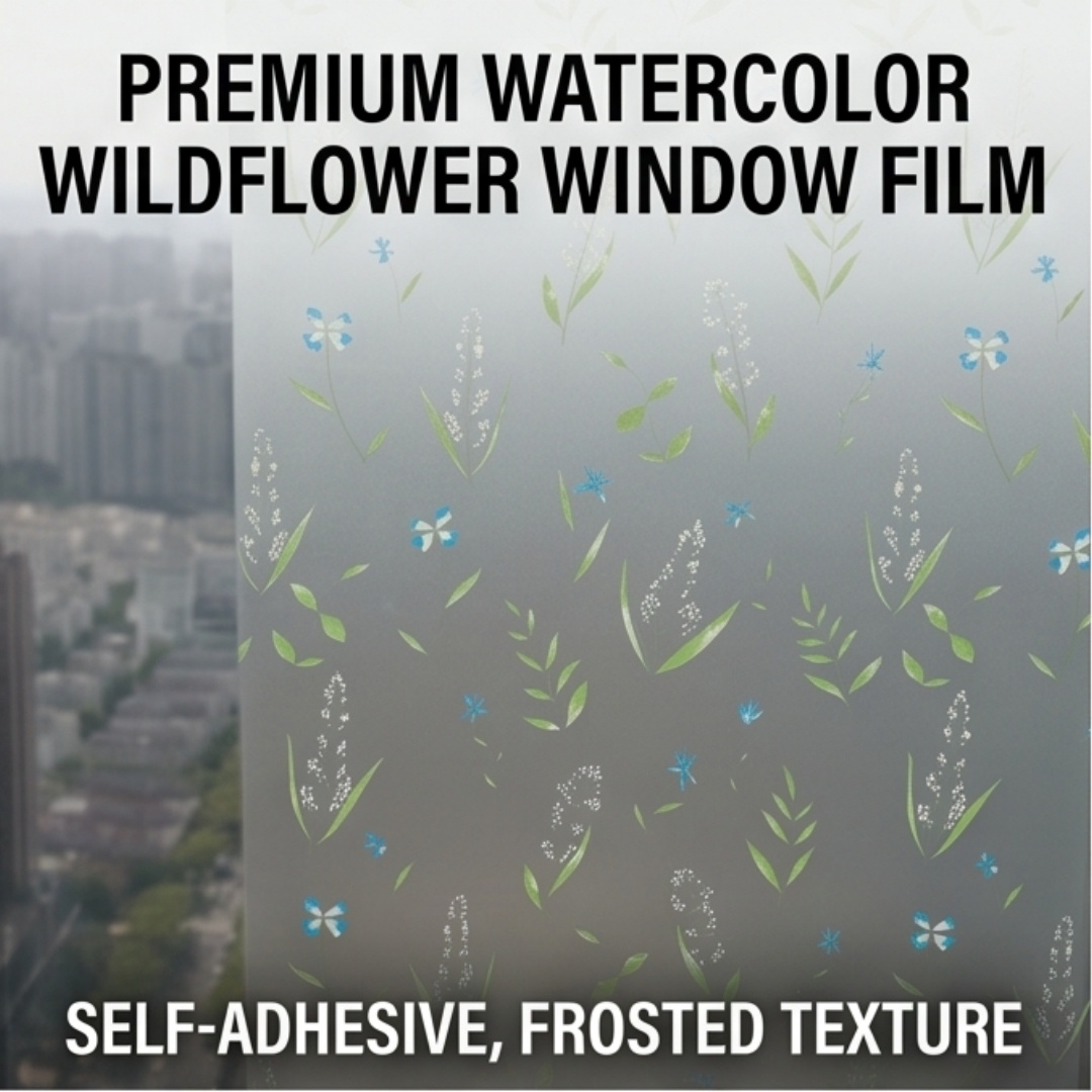 Home Bathroom Glass - Self Adhesive Fresh Floral Leaf Window