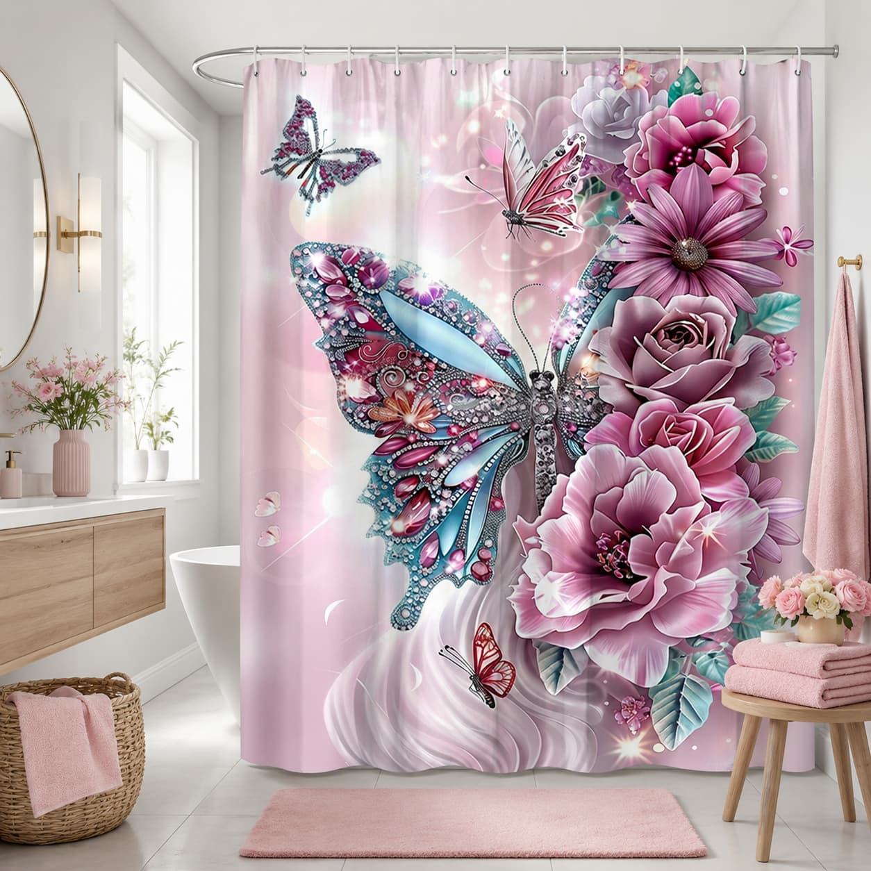Home Bathroom Partition - 2D Flat, 2D Flat Shower Curtain,