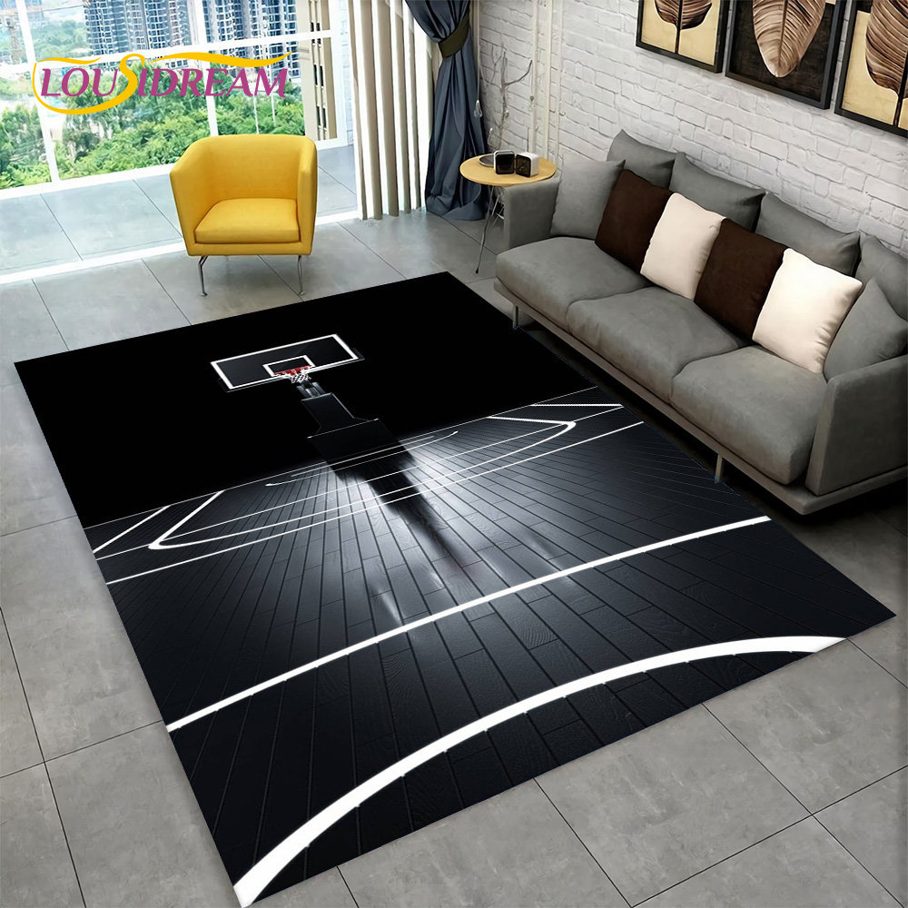 Home Bathroom Carpet - 3D Basketball Cour Cartoon Area Rug
