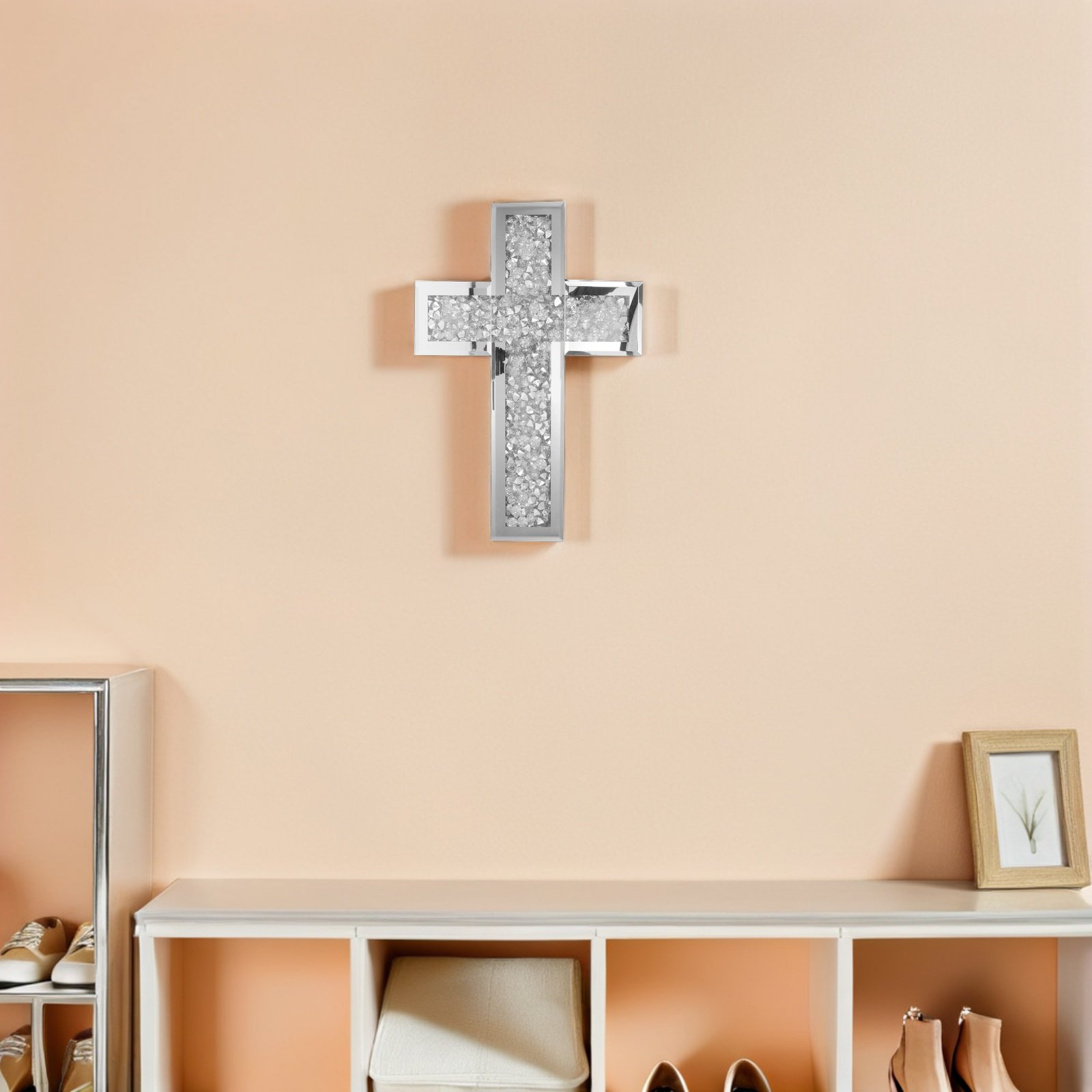 Glass Mirrored Cross Wall Deco - Home Bathroom Glass ulasan dan harga