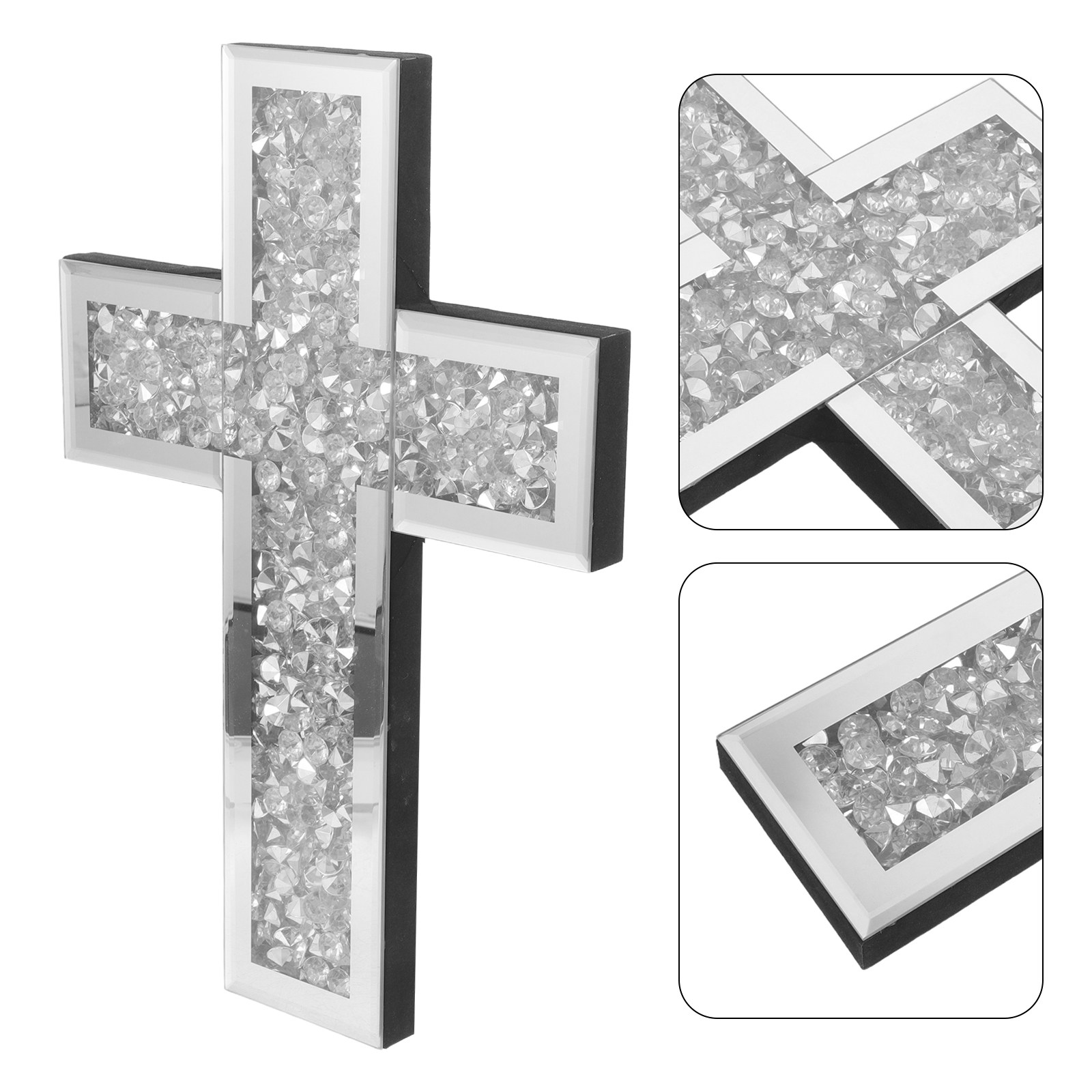 Glass Mirrored Cross Wall Deco - Home Bathroom Glass ulasan dan harga