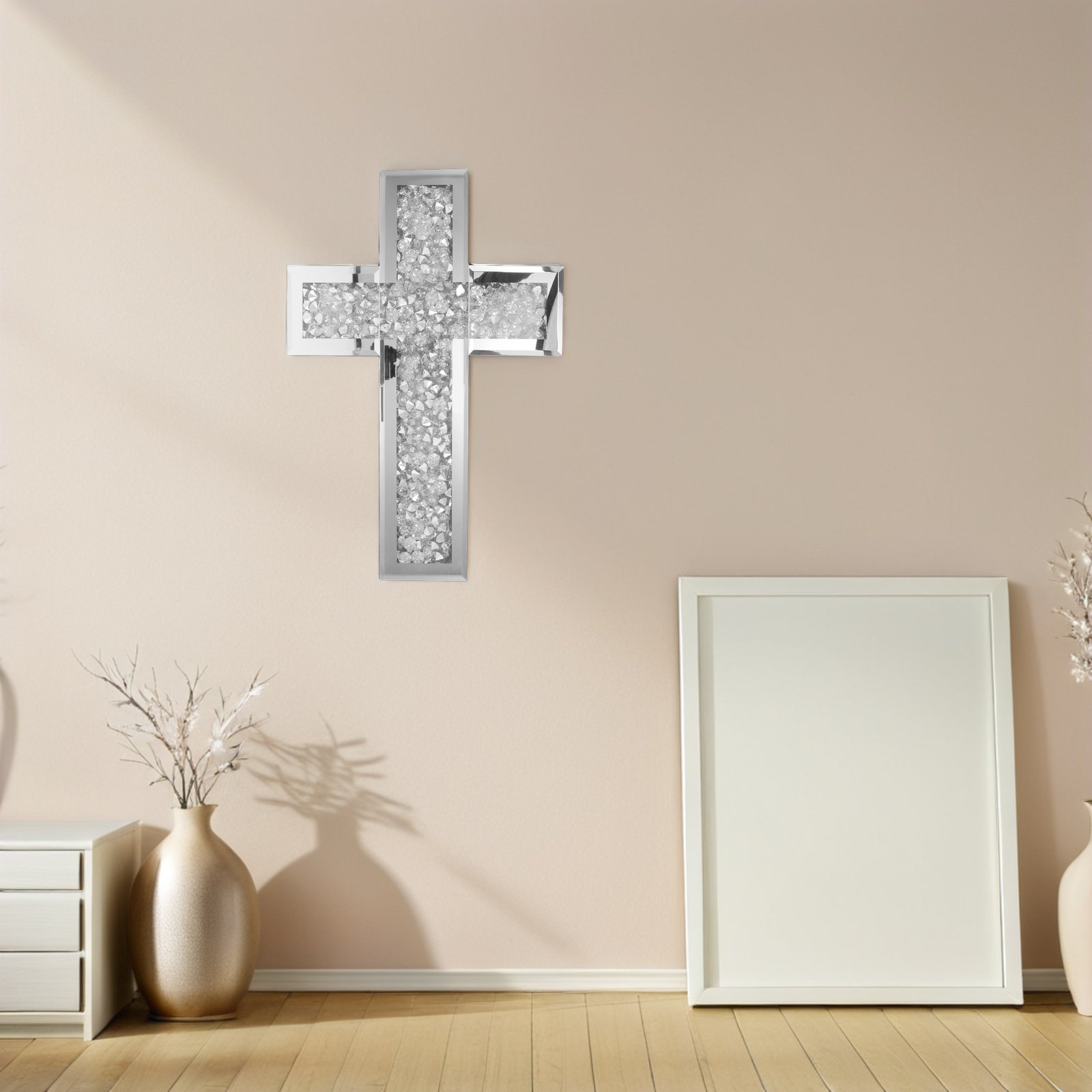 Glass Mirrored Cross Wall Deco - Home Bathroom Glass ulasan dan harga