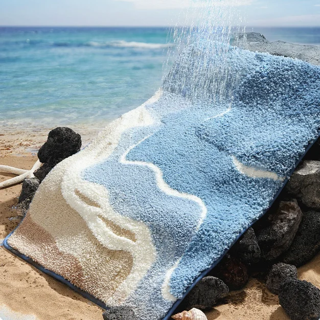 Tufted Sea Pattern Bedroom Rug - Home Bathroom Carpet ulasan dan harga
