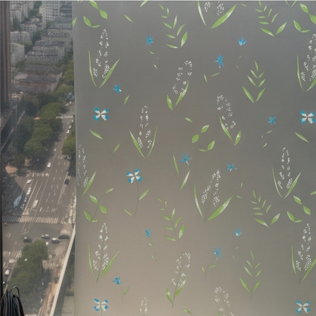 Self Adhesive Fresh Floral Lea - Home Bathroom Glass ulasan dan harga