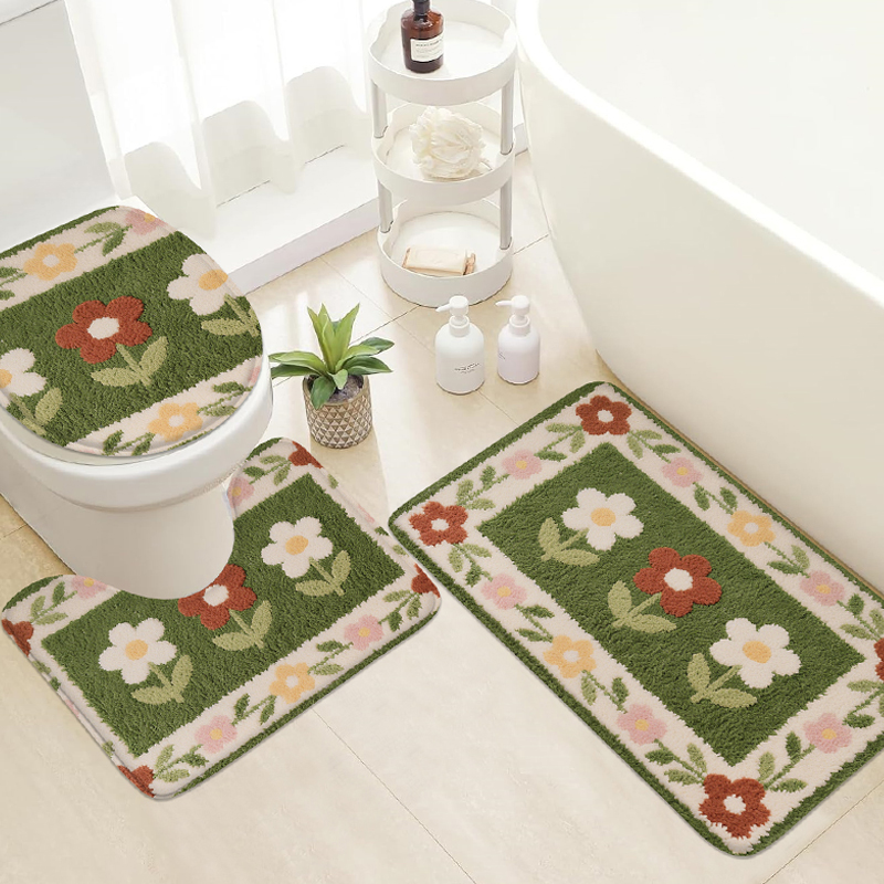 3pcs cartoon cactus flannel ba - Home Bathroom Carpet ulasan dan harga