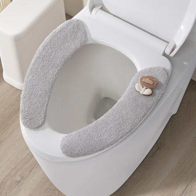 1Pair Winter Plush Toilet Seat - Home Bathroom With Two Toilets ulasan dan harga