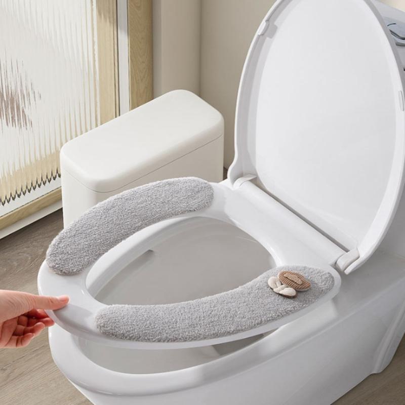 1Pair Winter Plush Toilet Seat - Home Bathroom With Two Toilets ulasan dan harga