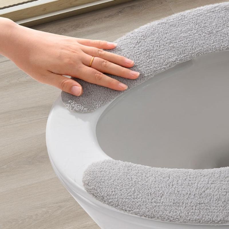 1Pair Winter Plush Toilet Seat - Home Bathroom With Two Toilets ulasan dan harga