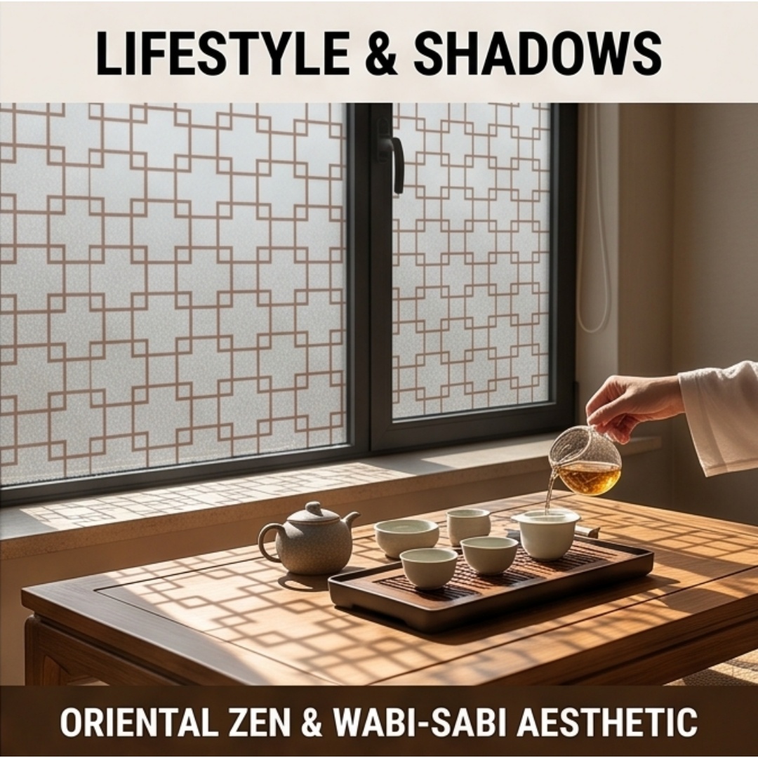 Oriental Lattice Square Printe - Home Bathroom Glass ulasan dan harga