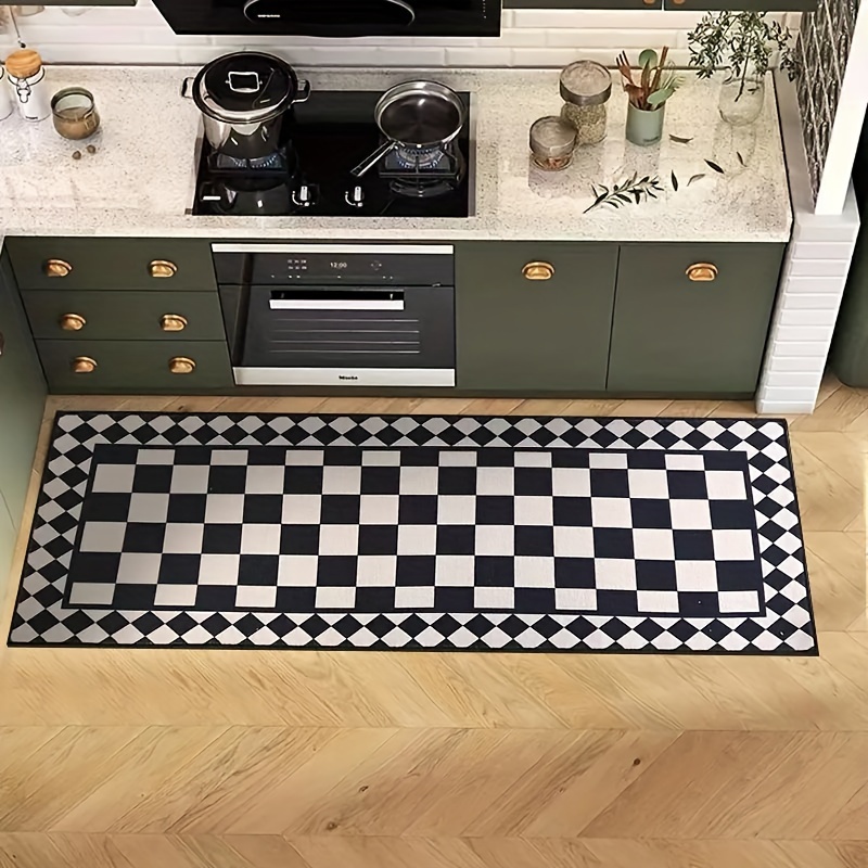 VIKAMA Black White Checkered A - Home Bathroom Carpet ulasan dan harga
