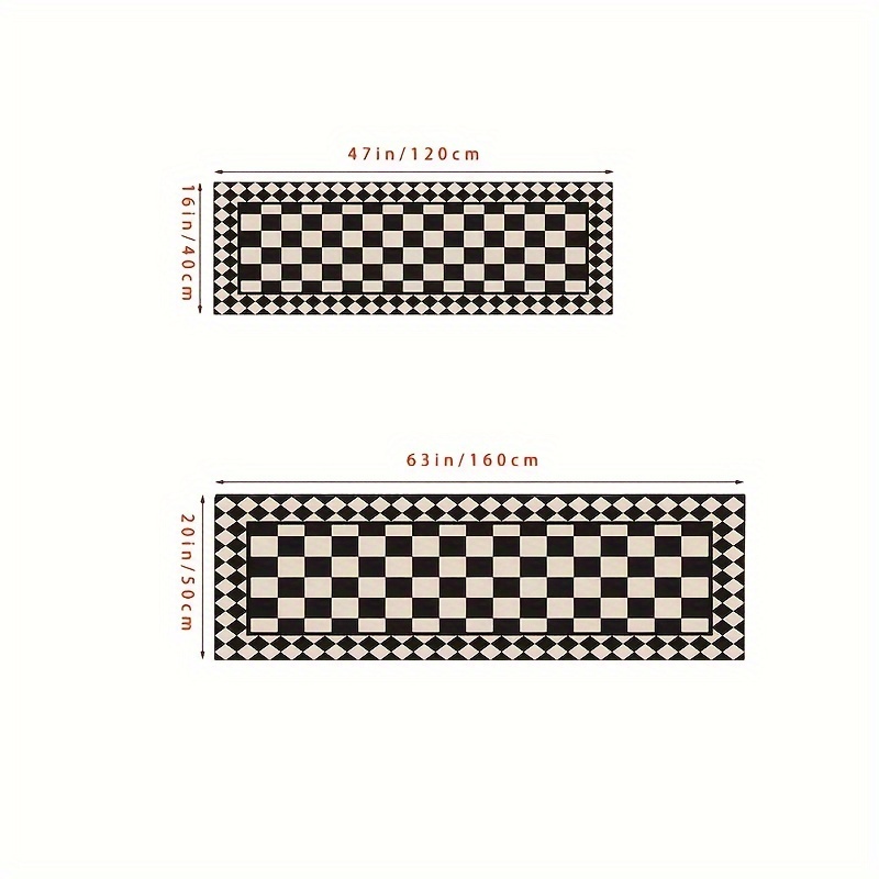 VIKAMA Black White Checkered A - Home Bathroom Carpet ulasan dan harga