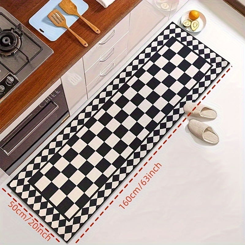VIKAMA Black White Checkered A - Home Bathroom Carpet ulasan dan harga