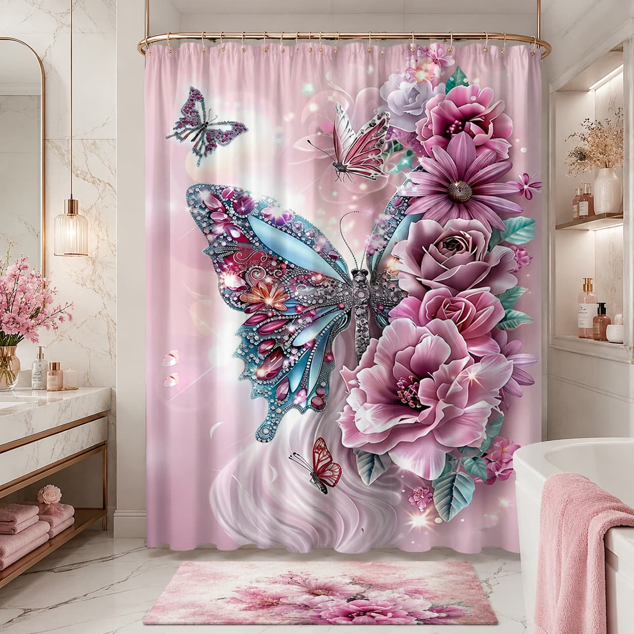 2D Flat, 2D Flat Shower Curtai - Home Bathroom Partition ulasan dan harga