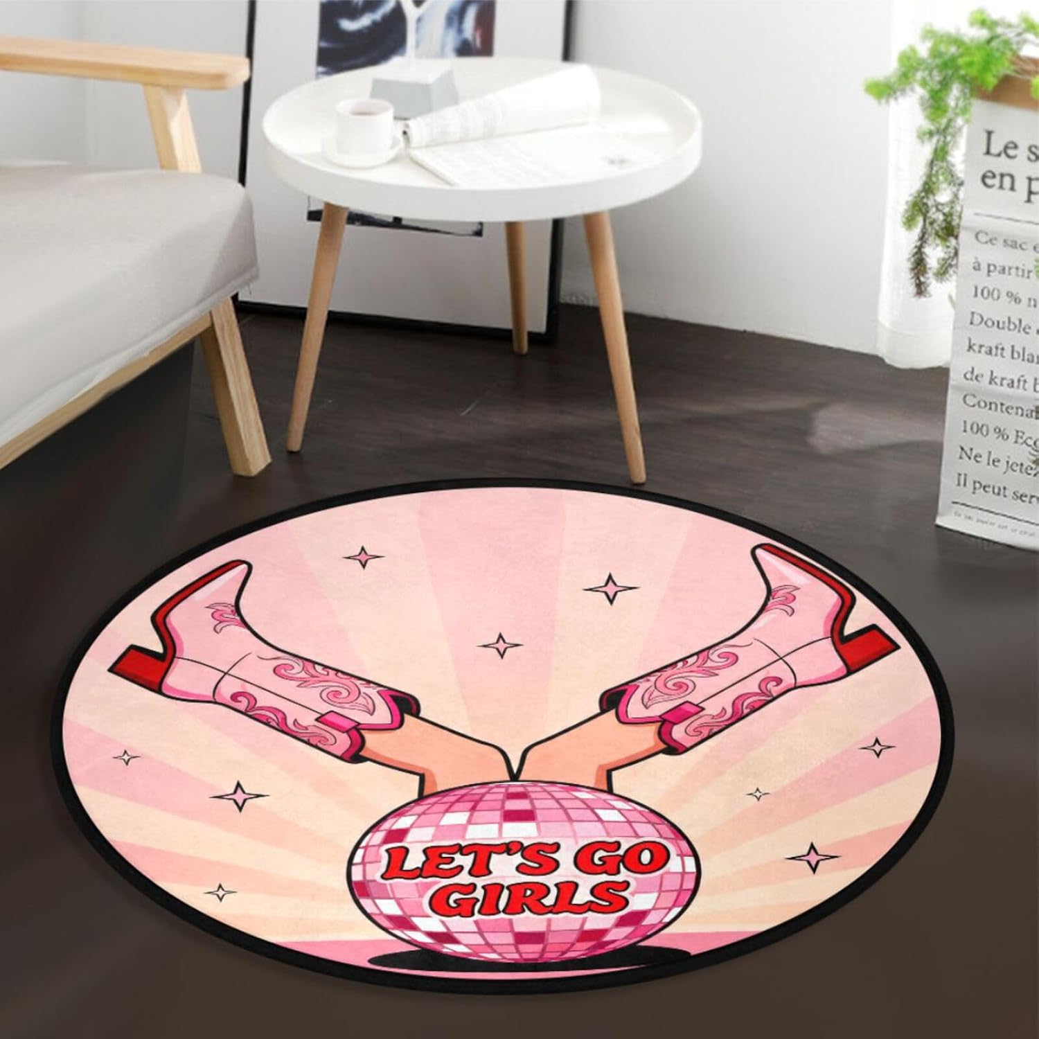 Round Fluffy Heels Rug Mat Gir - Home Made Bathroom Vanity ulasan dan harga