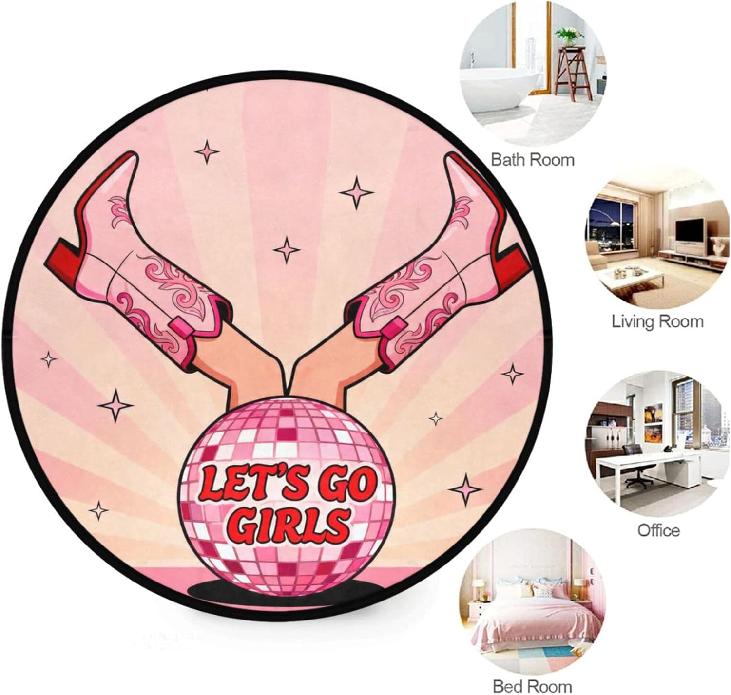 Round Fluffy Heels Rug Mat Gir - Home Made Bathroom Vanity ulasan dan harga