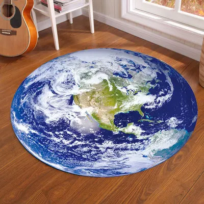 Galaxy Earth Moon Round Carpet - Home Bathroom Carpet ulasan dan harga