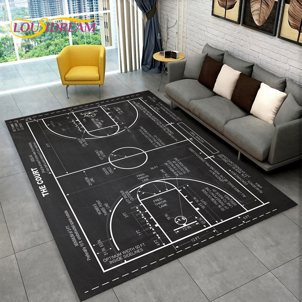 3D Basketball Cour Cartoon Are - Home Bathroom Carpet ulasan dan harga