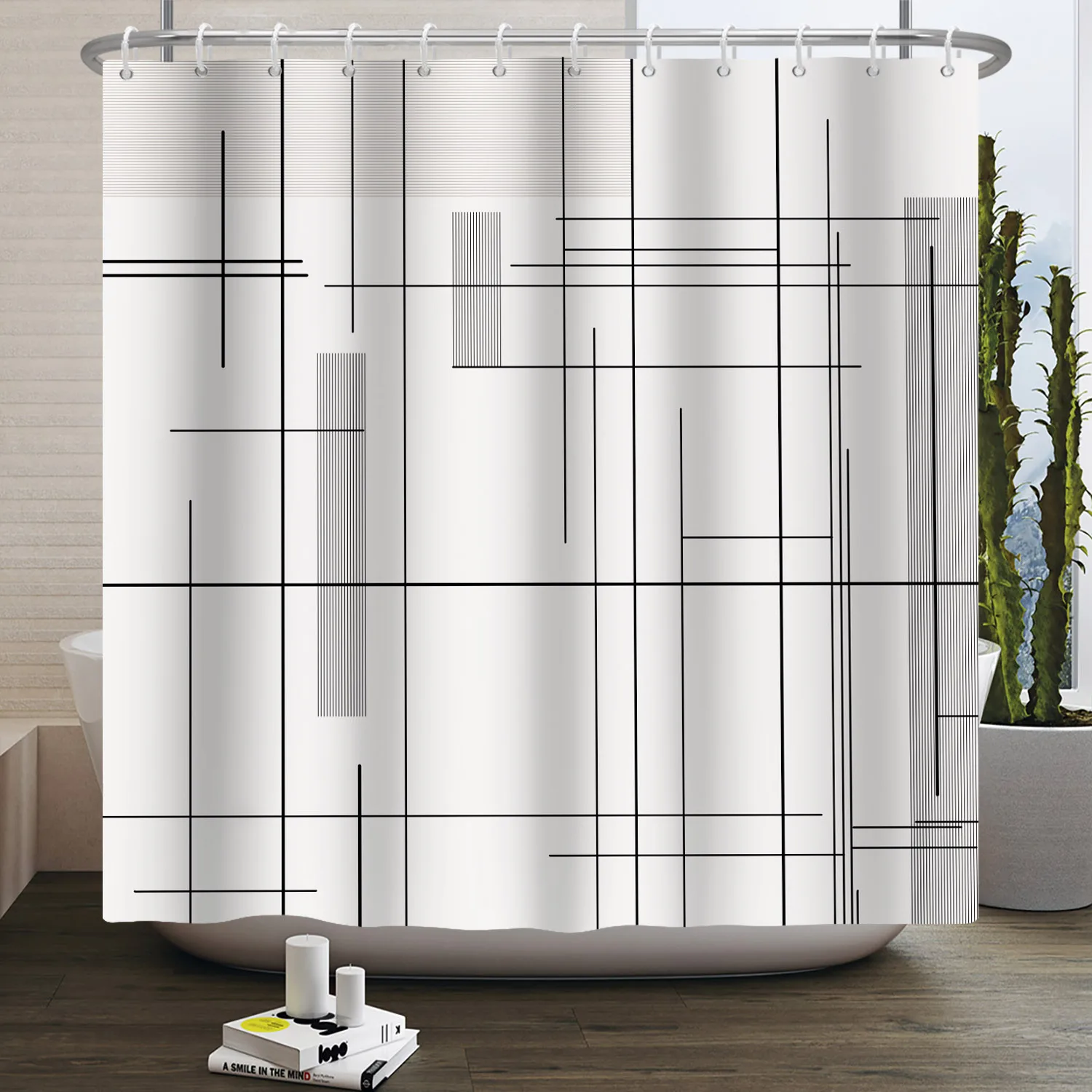 Simple Line Pattern Shower Cur - Home Bathroom Partition ulasan dan harga