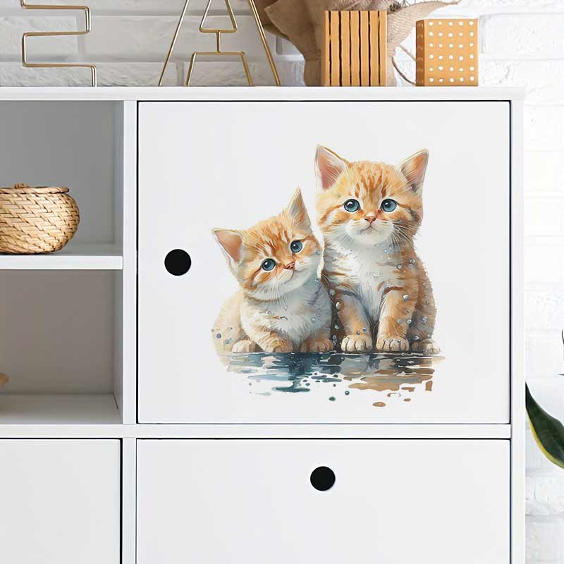 Two Cute Cats Wall Sticker Bat - Home Bathroom With Two Toilets ulasan dan harga